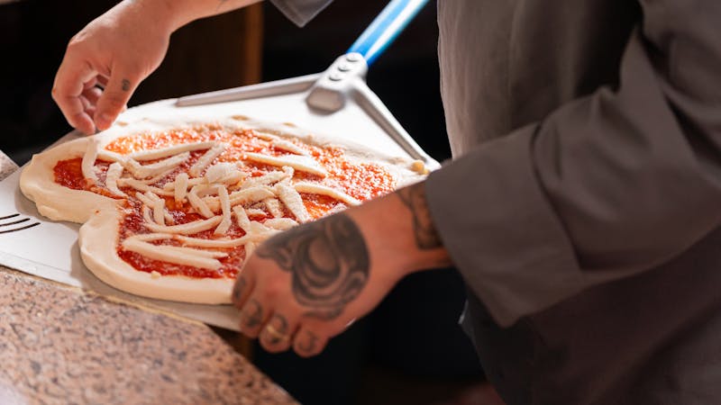 Spicy pepperoni and chili pizza at Jet's pizza