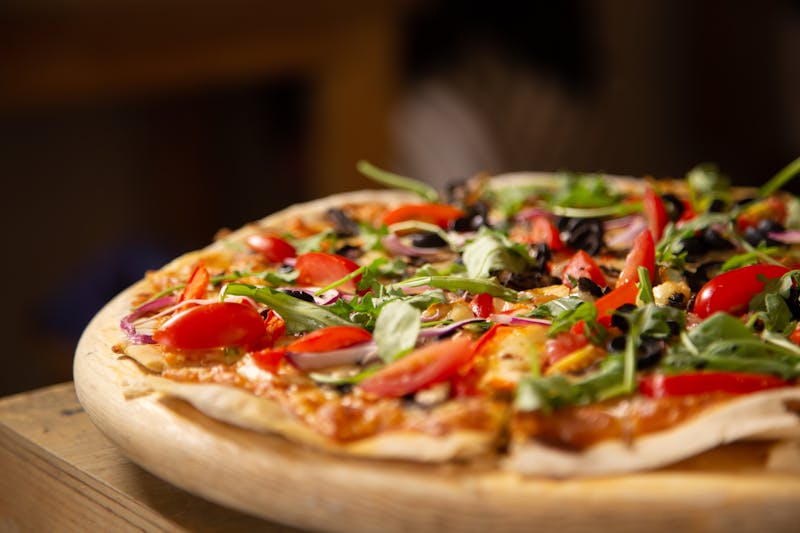 Garden veggie pizza with fresh vegetables